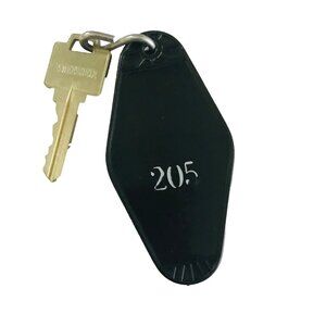Vintage Hotel Key & Fob #205 Original USA No Location Black